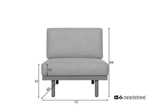 Diivan Apple Bee MAUI hall, 75x80xH68 cm, keskmine