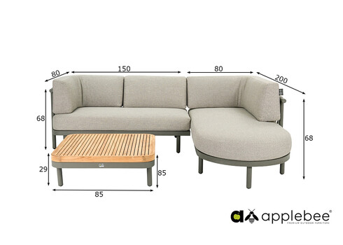 Aiamööbli komplekt Apple Bee MAUI pruun / hall, 2 diivanit + aialaud