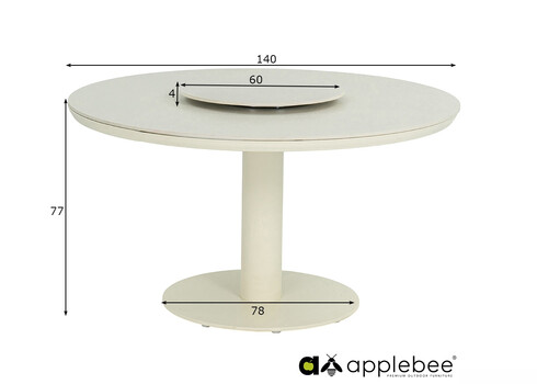 Aialaud serveerimisalusega Apple Bee MELVILLE helebeež, D140xH77 cm