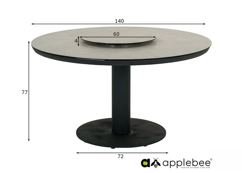 Aialaud serveerimisalusega Apple Bee MELVILLE hall / must, D140xH77 cm