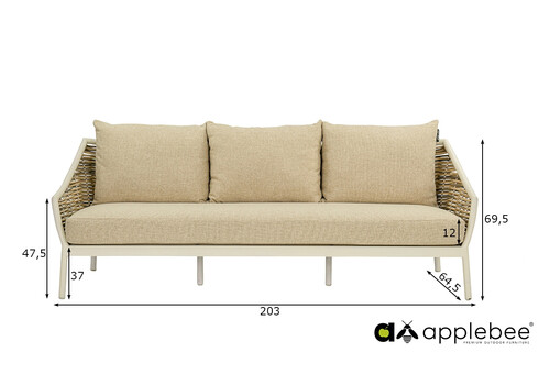 Diivan Apple Bee MILOU helebeež, 203x64,5x69,5 cm