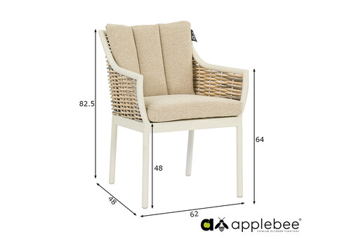 Söögitool Apple Bee MILOU helebeež, 62x48xH82,5 cm