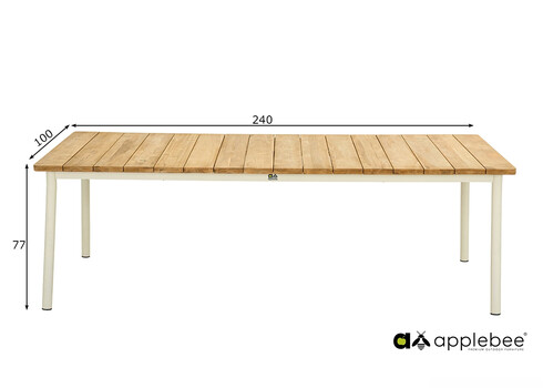 Söögilaud Apple Bee MILOU tiik / helebeež, 240x100xH77 cm