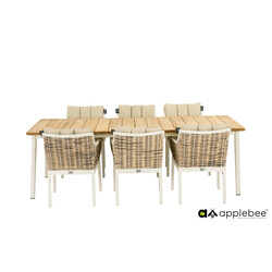 Aiamööbli komplekt Apple Bee MILOU tiik / helebeež, 6 tooli + laud