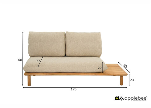 Diivan vasak Apple Bee SLING pruun / beež, 175x85xH68 cm