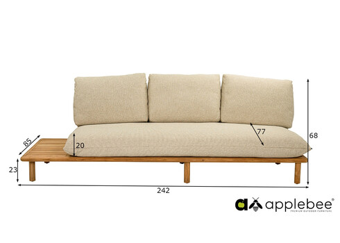 Diivan parem Apple Bee SLING pruun / beež, 242x85xH68 cm