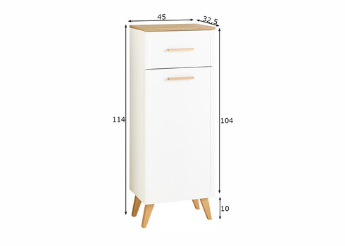 Alumine vannitoakapp 383 mattvalge / tamm, 45x32,5xH104 cm