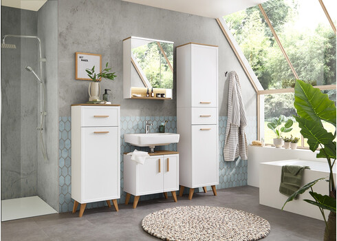 Alumine vannitoakapp 383 mattvalge / tamm, 45x32,5xH104 cm
