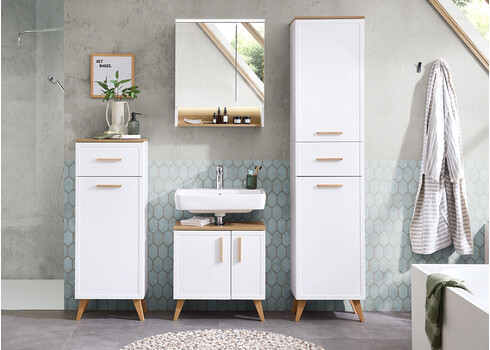 Alumine vannitoakapp 383 mattvalge / tamm, 45x32,5xH104 cm
