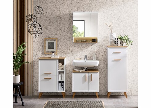 Alumine vannitoakapp 383 mattvalge / tamm, 45x32,5xH104 cm