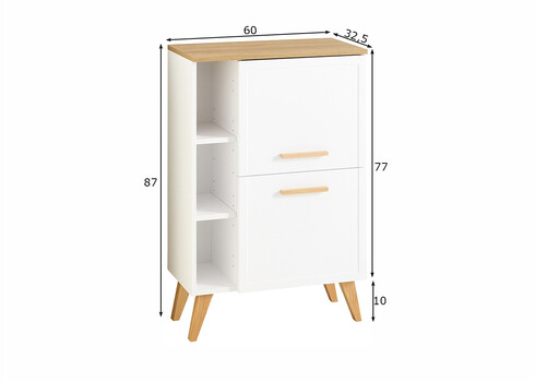 Alumine vannitoakapp 383 mattvalge / tamm, 60x32,5xH77 cm
