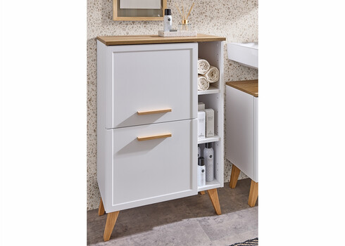 Alumine vannitoakapp 383 mattvalge / tamm, 60x32,5xH77 cm