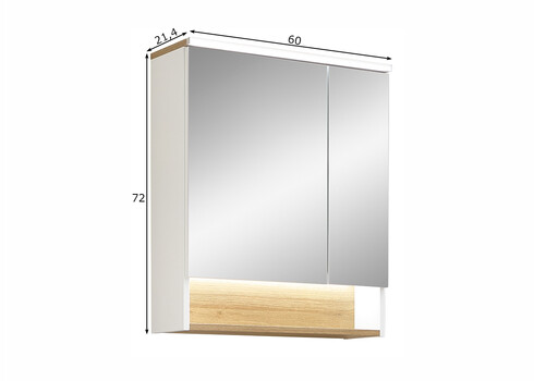 Peegelkapp 25-I mattvalge / tamm, 60x21,4xH72 cm