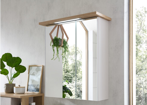 Peegelkapp 84-I hallikasbeež / tamm, 60x20xH72 cm, LED
