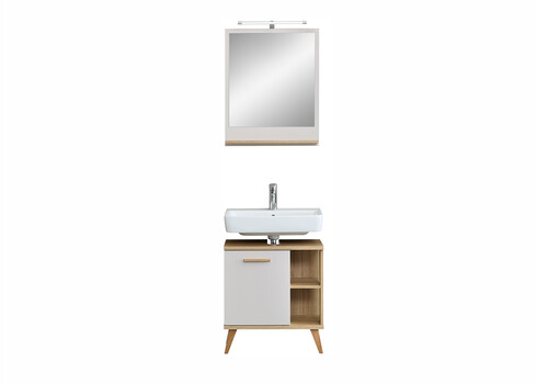 Vannitoamööbli komplekt 966 hallikasbeež / tamm, LED