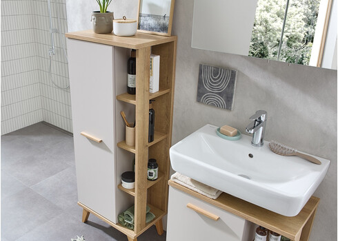 Vannitoamööbli komplekt 966 hallikasbeež / tamm, LED