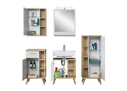 Vannitoamööbli komplekt 966 hallikasbeež / tamm, LED