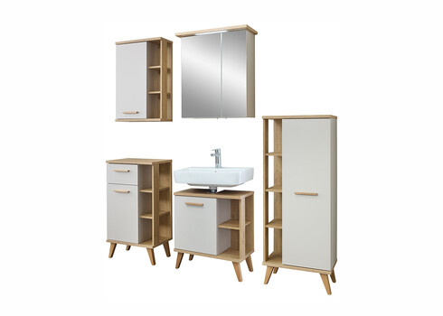 Vannitoamööbli komplekt 966 hallikasbeež / tamm, LED