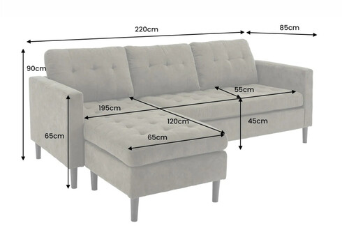 Nurgadiivan STOCKHOLM roheline, 220x85xH90 cm