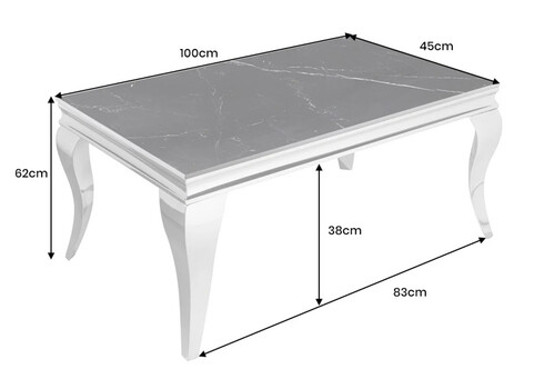 Diivanilaud MODERN BAROQUE must kivi, 100x60xH45 cm