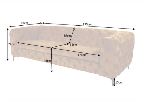 Diivan MODERN BAROQUE antiikpruun, 240x97xH73 cm