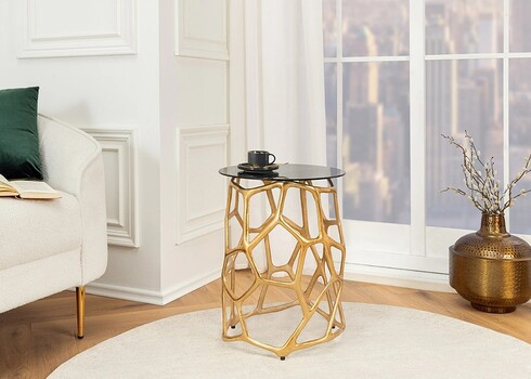 Abilaud GEOMETRIE must / kuldne, 37x37xH49 cm