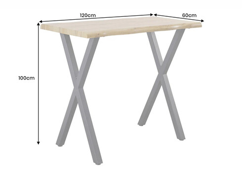 Baarilaud WILD metsik tamm / must, 120x60xH100 cm