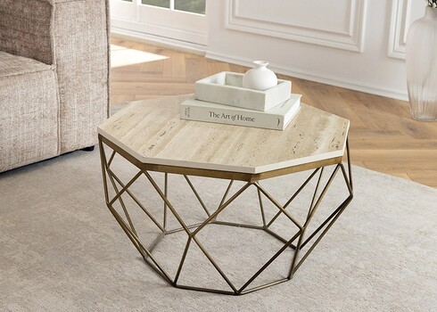 Diivanilaud DIAMOND beež / messing, 70x70xH38 cm