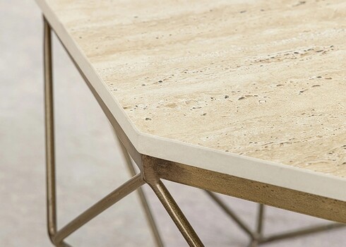Diivanilaud DIAMOND beež / messing, 70x70xH38 cm
