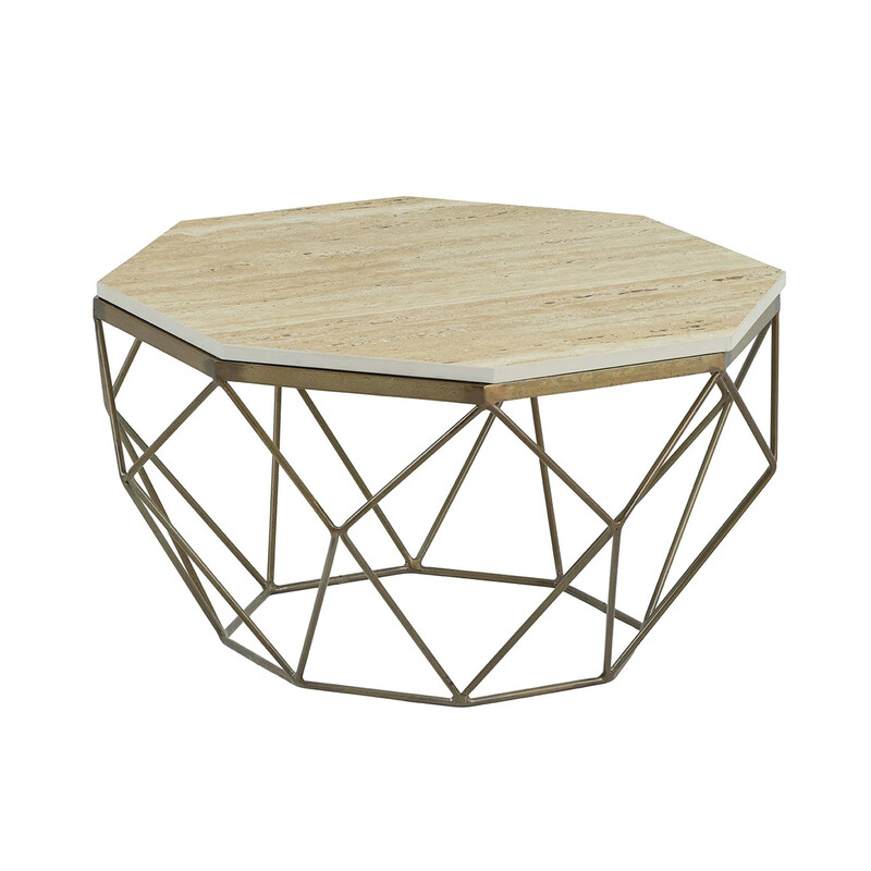 Diivanilaud DIAMOND beež / messing, 70x70xH38 cm