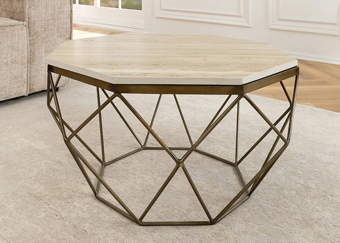 Diivanilaud DIAMOND beež / messing, 70x70xH38 cm
