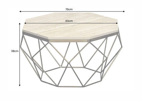 Diivanilaud DIAMOND beež / messing, 70x70xH38 cm