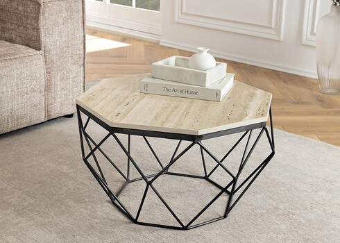 Diivanilaud DIAMOND beež / must, 70x70xH38 cm