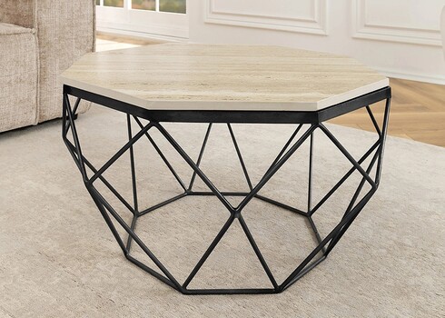 Diivanilaud DIAMOND beež / must, 70x70xH38 cm