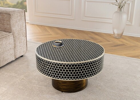 Diivanilaud HARMONY must / valge, 60x60xH35 cm