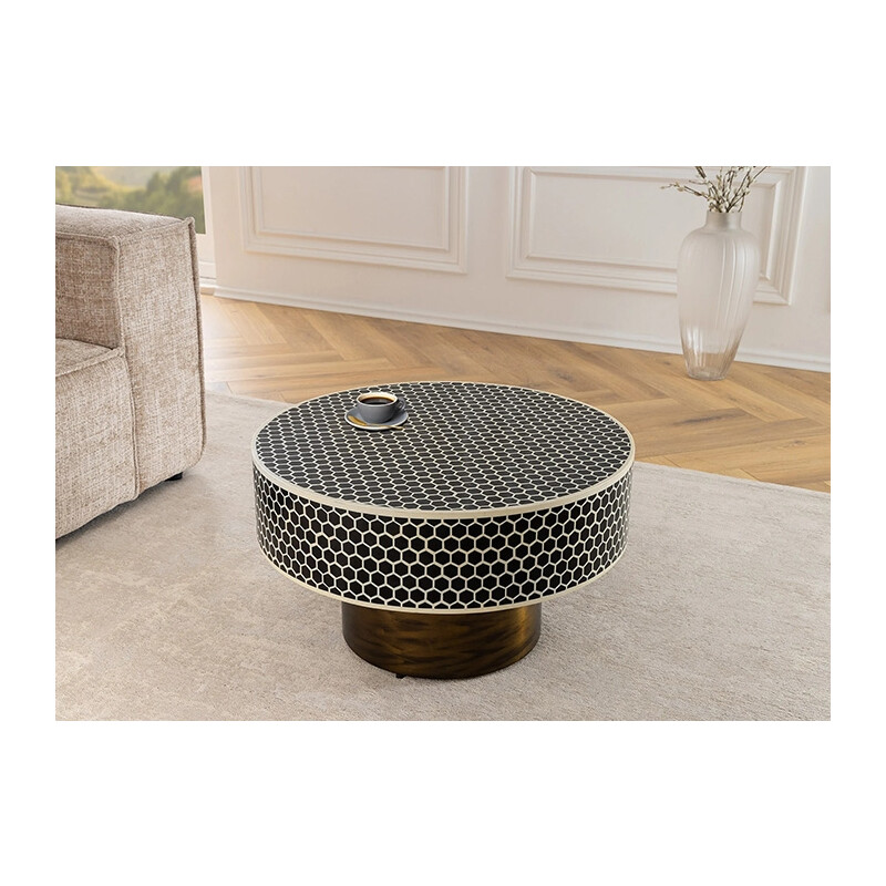 Diivanilaud HARMONY must / valge, 60x60xH35 cm