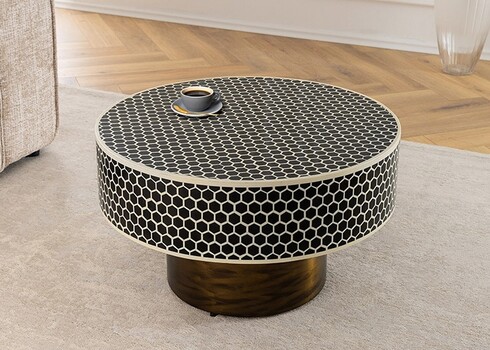 Diivanilaud HARMONY must / valge, 60x60xH35 cm