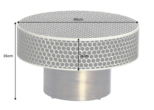 Diivanilaud HARMONY must / valge, 60x60xH35 cm