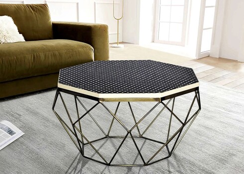 Diivanilaud DIAMOND must / valge, 69x69xH39 cm