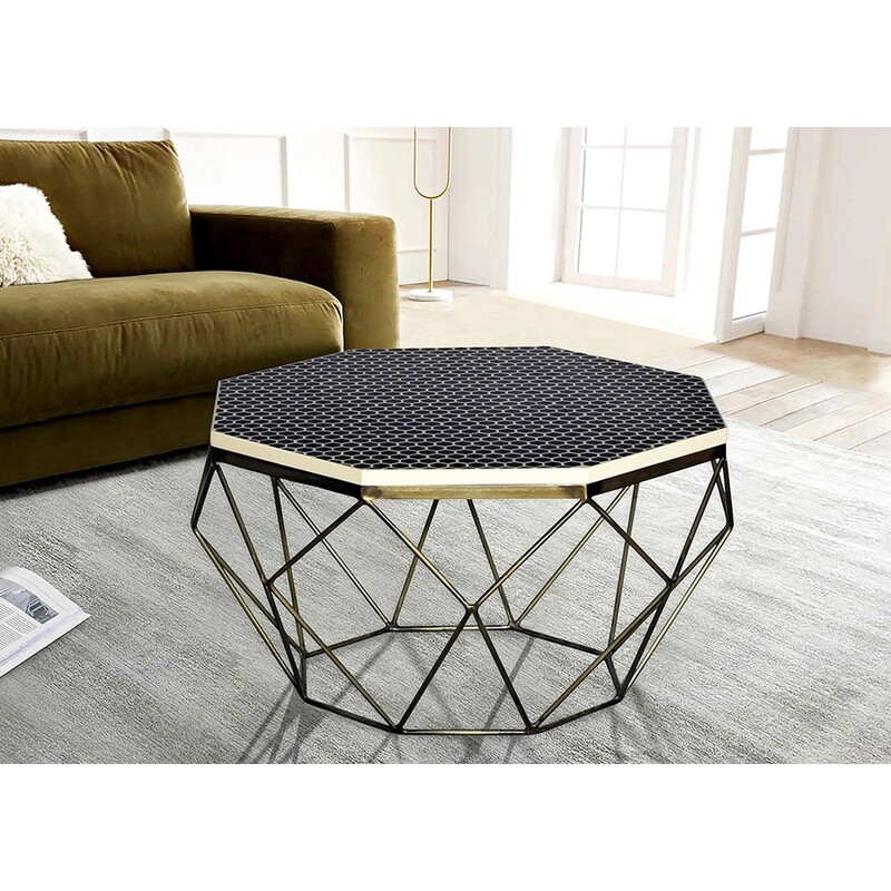 Diivanilaud DIAMOND must / valge, 69x69xH39 cm