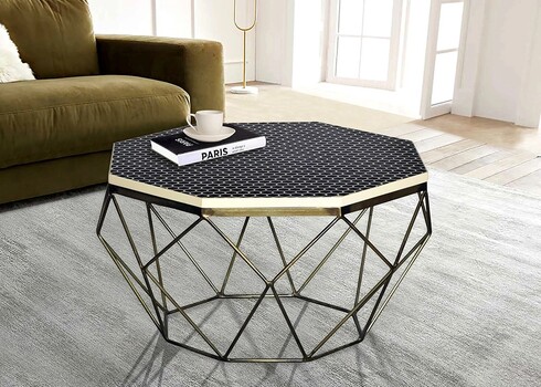 Diivanilaud DIAMOND must / valge, 69x69xH39 cm