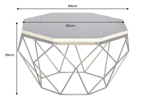 Diivanilaud DIAMOND must / valge, 69x69xH39 cm