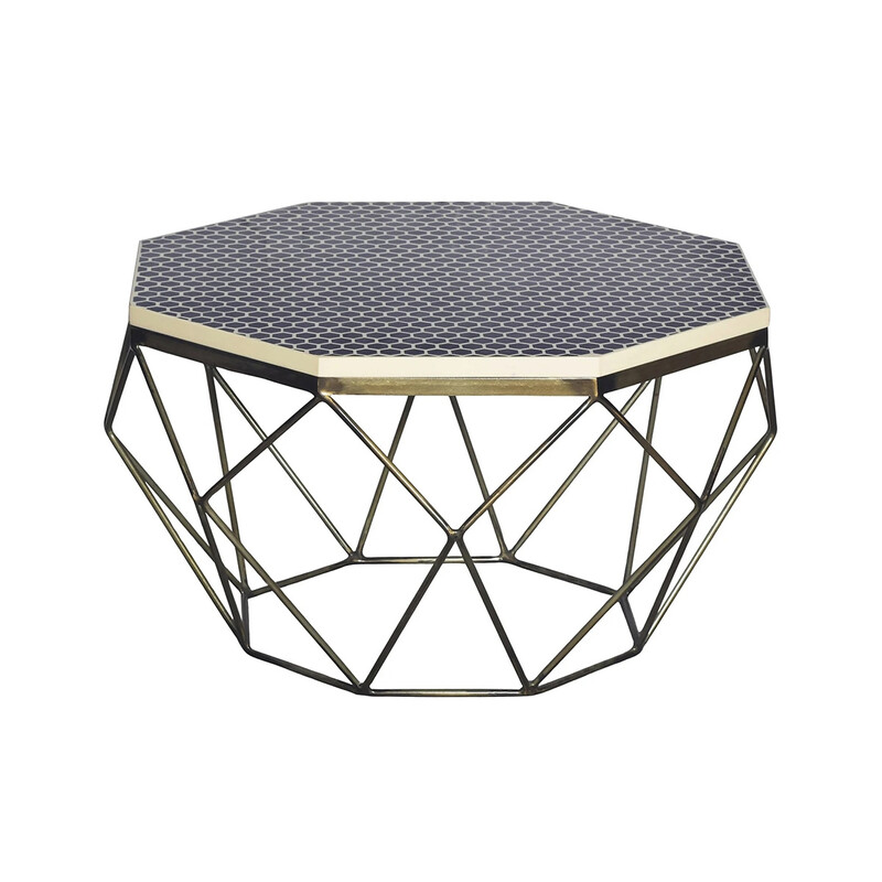 Diivanilaud DIAMOND must / valge, 69x69xH39 cm