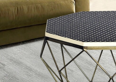 Diivanilaud DIAMOND must / valge, 69x69xH39 cm