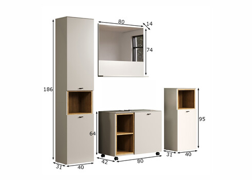 Vannitoamööbli komplekt SAO PAOLO hall / tamm