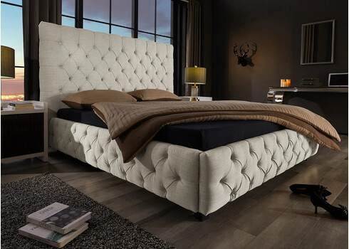 Voodi CHESTERFIELD beež lina, 180x200 cm