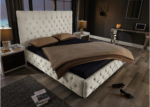 Voodi CHESTERFIELD beež lina, 180x200 cm