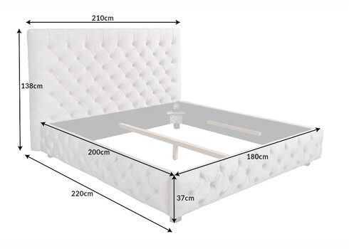 Voodi CHESTERFIELD beež lina, 180x200 cm
