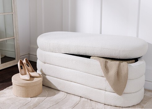 Pink panipaigaga VOQUE valge buklee, 113x48xH49 cm