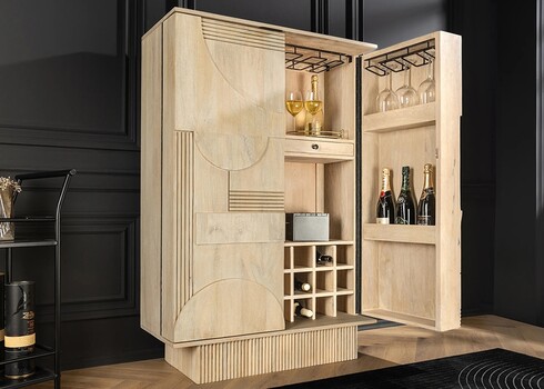 Baarikapp ART DECO hele puit, 95x42xH141 cm